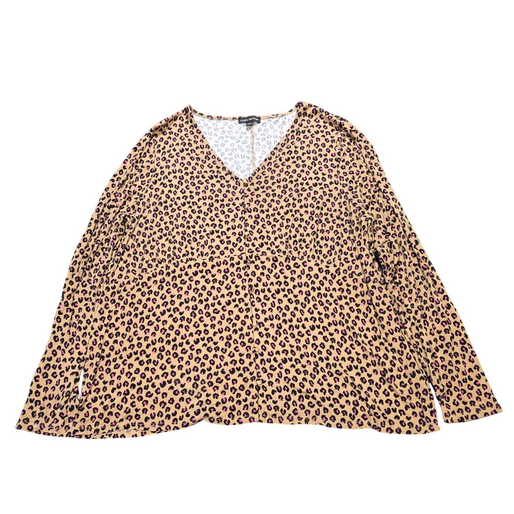 Lane Bryant Empire Waist Tunic Top Women's Size 18/20 Beige Animal Print V-Neck